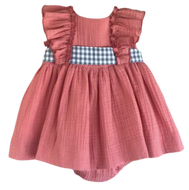 Dark Coral Checkered Dress