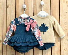 Load image into Gallery viewer, Floral Navy Corduroy Bloomer Set

