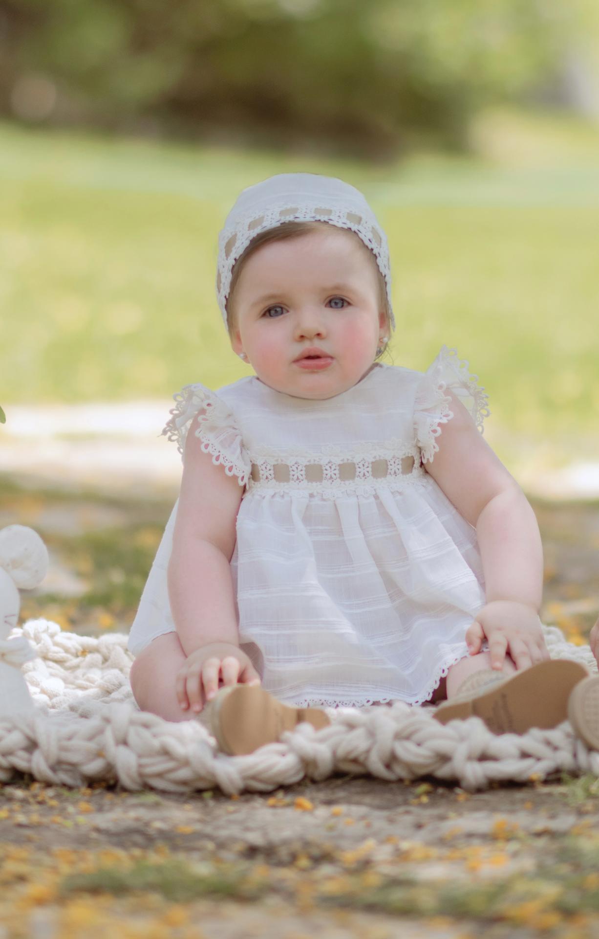 Ivory Linen Baby Dress Set 6M Ivory Linen Baby Dress Set 6M