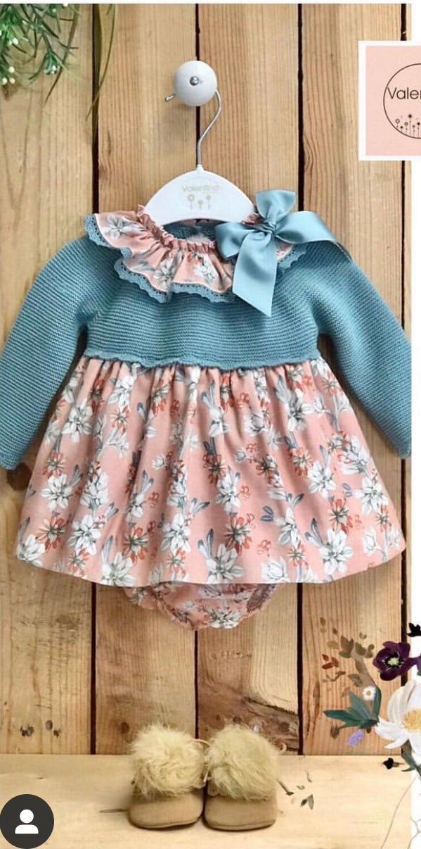 Turquoise Floral Dress Set