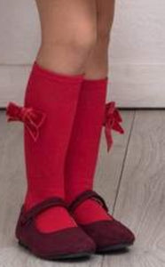 Velvet Bow Knee Socks