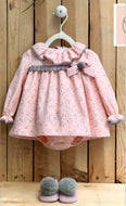 Pink Grey Floral Dress Set