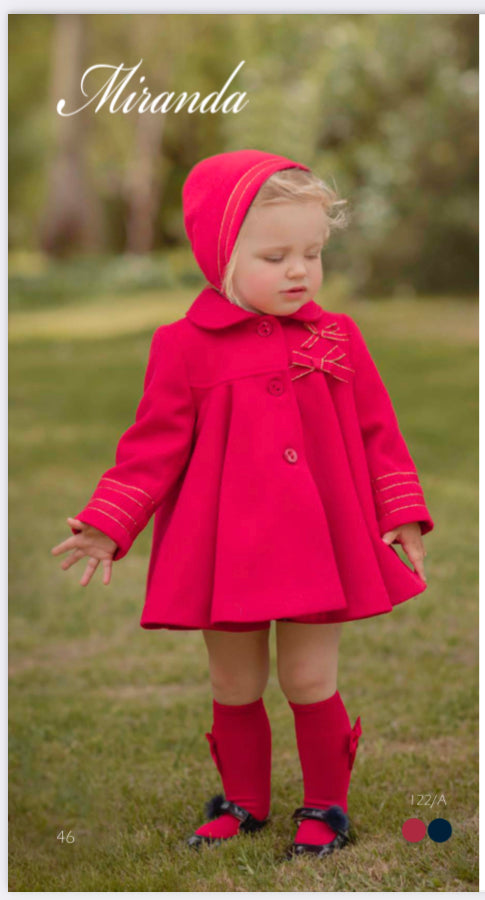 Miranda Red Felt Coat Set 12M