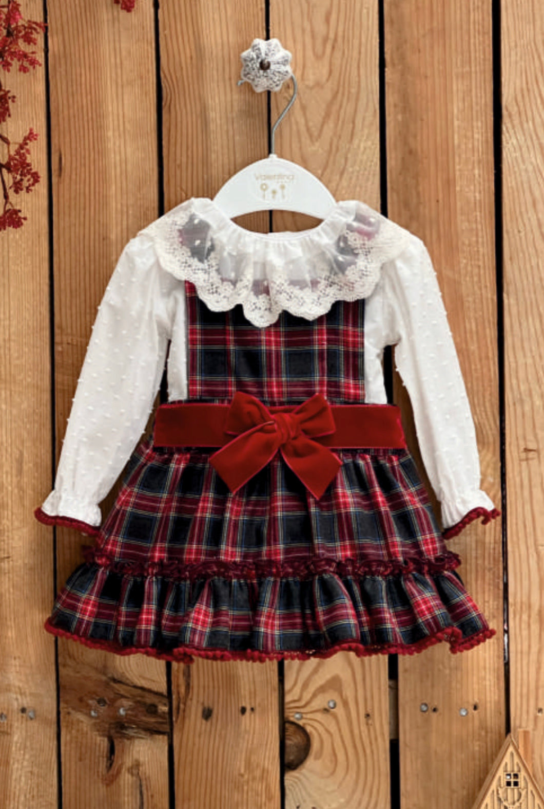 Burgundy Checkered Lace Set
