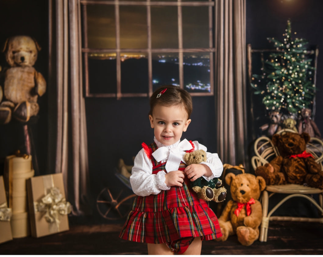 Red Checkered Bow Jumper Set