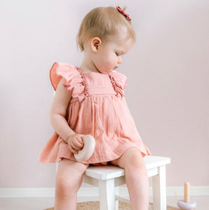 Pink Ruffle Muslin Dress