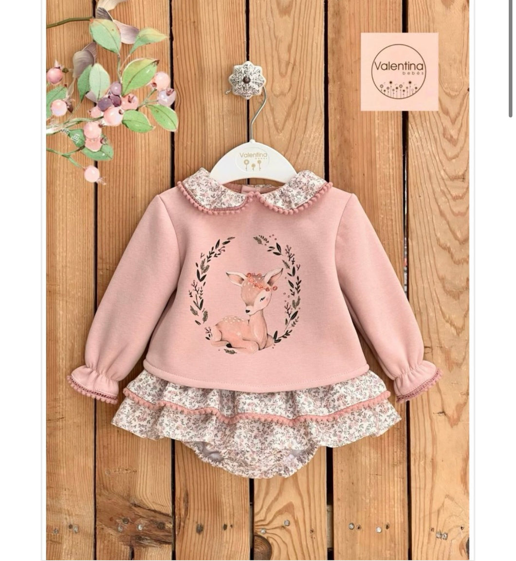 Pink Floral Deer Set