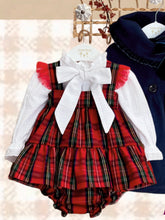 Load image into Gallery viewer, Red Checkered Bow Jumper Set
