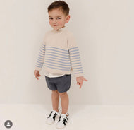 Blue Striped Shorts Set