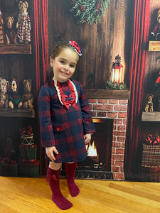 Navy Red Checkered Dress