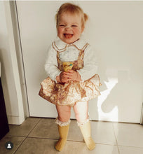 Load image into Gallery viewer, Yellow Floral Overall Bloomers Set
