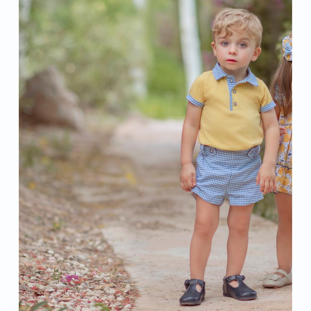 Yellow Gingham Shorts Set