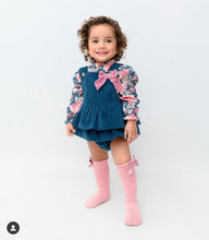 Load image into Gallery viewer, Floral Navy Corduroy Bloomer Set
