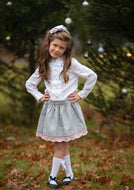 Grey Bow Skirt Set