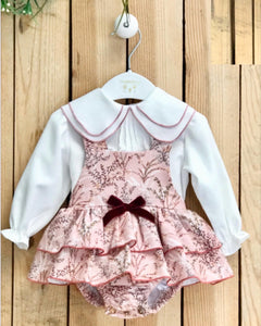 Pink Floral Overall Bloomer Set