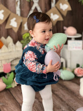 Load image into Gallery viewer, Floral Navy Corduroy Bloomer Set
