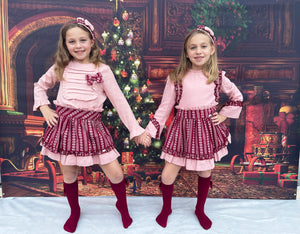 Burgundy Floral Skirt Set