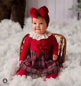 Red Lace Checkered Set