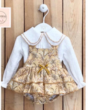 Load image into Gallery viewer, Yellow Floral Overall Bloomers Set
