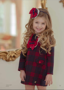 Navy Red Checkered Dress