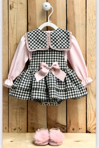 Pink Checkered Dress Set