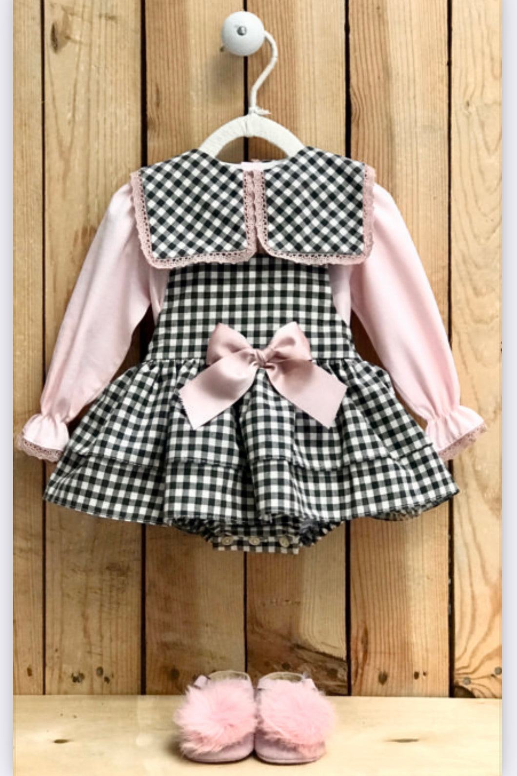 Pink Checkered Dress Set