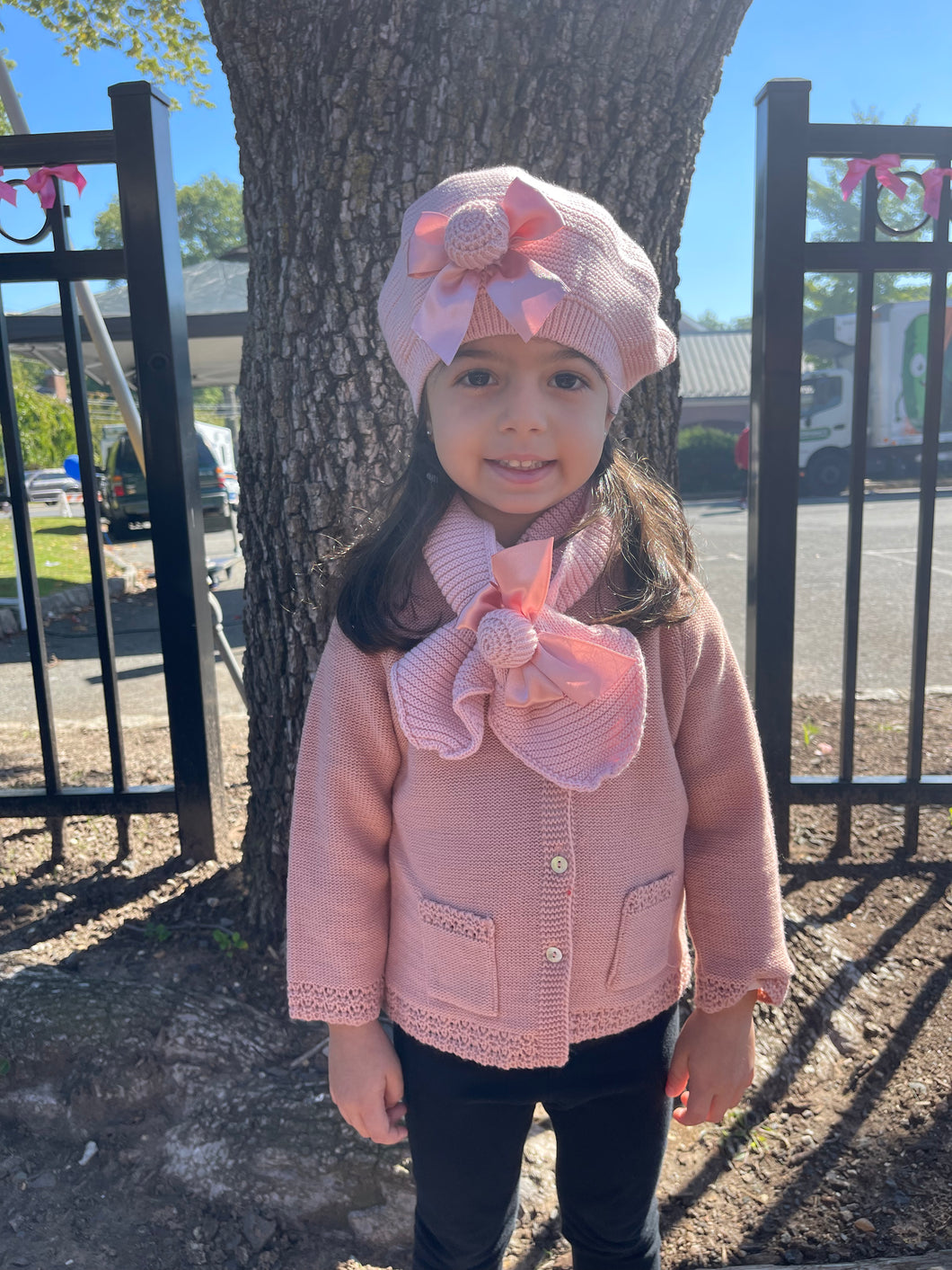Pink Bonnet & Scarf Set